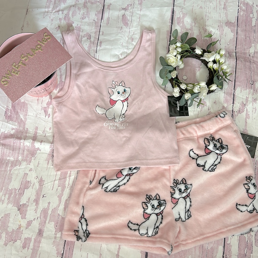 Disney Aristocats Marie Soft Women’s Pj Shorts Tank Too Pretty For This
